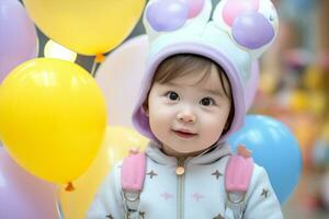 Glück Hase Frühling Ostern Kind Hase Säugling glücklich Porträt Kleinkind süß Baby foto