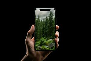 5g Telefon fotografieren Bildschirm Technologie Gerät Raum Hand Handy, Mobiltelefon Smartphone Telefon Natur leer Clever foto