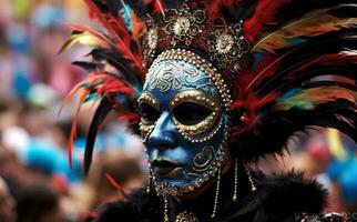 Festival Venedig Maskerade Karneval Party dekorativ venezianisch Maske Italien Kostüm. generativ ai. foto