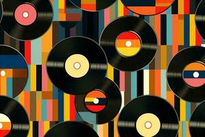 Vinyl Party nahtlos Hintergrund Design Musical runden Jahrgang Disko Muster Klang retro Aufzeichnung foto