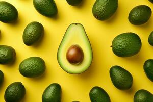 gesund tropisch Essen Vegetarier Grün Kopieren Obst Muster Avocado Aussicht Hintergrund Raum minimal oben bunt foto