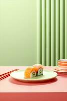 Japan traditionell Meeresfrüchte einstellen Essen Sashimi rollen gesund japanisch Mahlzeit Teller Sushi foto