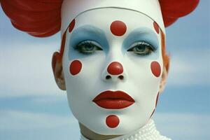 Mann Ventilator rot Kunst suchen Porträt horizontal Zeichen Clown Mime Zirkus Farbe Symbol Gesicht foto