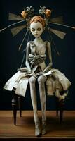 Pinocchio Frau Kunst Jahrgang Farbe alt Schönheit Marionette Spielzeug Puppe Mädchen foto