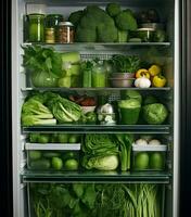 Vegetarier Brokkoli Kühlschrank frisch Küche Diät gesund Grün organisch Kühlschrank Essen foto