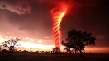 Tornado im stürmisch Landschaft, Donner Sturm, Klima ändern, natürlich Katastrophe, generativ ai Illustration foto