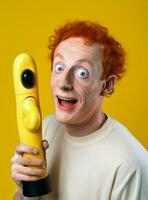Erwachsene Mann Porträt visuell Spaß cool verrückt modern Banane Konzept Kunst männlich foto