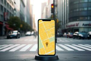 Straße Straße Geographisches Positionierungs System Smartphone Richtung Kartographie Navigation Telefon Karte Ort Stadt foto