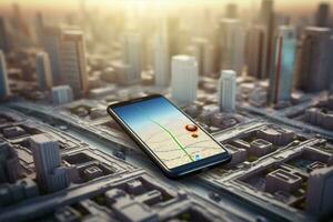 Richtung Ort Telefon Stadt Karte Straße Geographisches Positionierungs System System Navigation Smartphone Straße foto