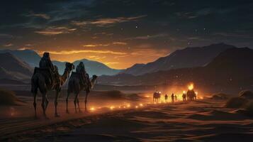 ein heiter Weihnachten Szene im das Herz von das Sahara Wüste foto