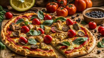 tauchen du selber im das lecker Schönheit von ein köstlich Pizza gefangen im atemberaubend ai generativ foto
