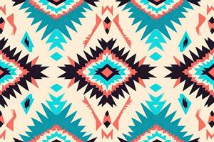 Stammes- Vektor Ornament. nahtlos afrikanisch Muster. ethnisch Teppich mit Sparren. aztekisch Stil. geometrisch Mosaik auf das Fliese, Majolika. uralt Innere. modern Teppich. geo drucken auf Textil, ai generiert foto