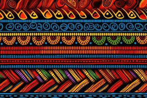 nahtlos Vektor Stammes- ethnisch Muster. Hand gezeichnet afrikanisch Hintergrund, ethnisch Stoff Muster, afrikanisch Stammes- Muster im bunt, ai generiert foto