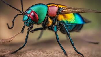 Makro fotografieren von ein bunt Insekt.. ai generiert foto