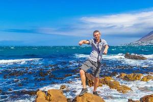 Reisender an der Küste von Kapstadt, Südafrika foto