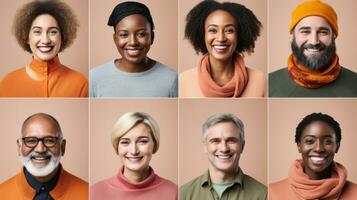 multiethnisch Gruppe von Menschen im ein Collage auf ein Studio Hintergrund. foto