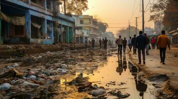 Aussicht von Unbekannte nepali Menschen Gehen im das Straße von Kathmandu im das Morgen foto