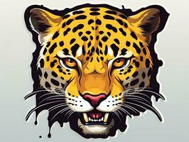 Aufkleber von ein Leopard zum t Hemd Design Vektor Illustration mit isoliert Hintergrund ai generativ foto
