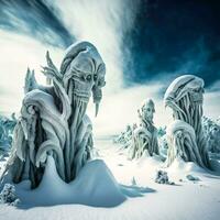 gefroren Planet ai generiert außerirdisch Landschaft foto