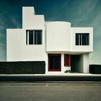 minimalistisch Weiß Bauhaus Haus ai generiert Design foto