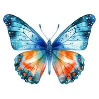 hell Aquarell Schmetterling, Flügel, Insekt. isoliert Clip Art, Sublimation auf ein Weiß Hintergrund. generativ ai foto