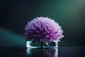 ein lila Blume ist Sitzung im ein Glas Vase. KI-generiert foto