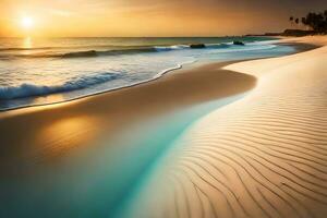 ein schön Strand mit Wellen und Sand. KI-generiert foto