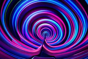 ein bunt Spiral- mit Neon- Beleuchtung. KI-generiert foto