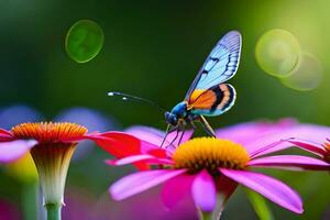 Schmetterling auf Blume Hintergrund. KI-generiert foto