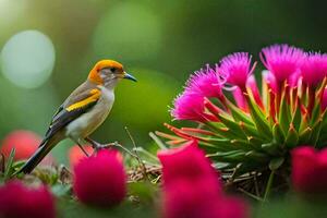 Foto Hintergrund Blumen, das Vogel, Vogel, Vogel, Vogel, Vogel, Vogel, Vogel,. KI-generiert
