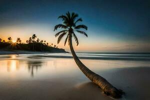 das Sonnenuntergang auf das Strand. KI-generiert foto