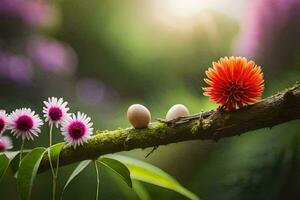 Foto Hintergrund das Blumen, Natur, Frühling, Blumen, das Sonne, das Blumen, das Sonne. KI-generiert