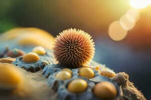 ein stachelig Ball von Gras und andere Objekte. KI-generiert foto