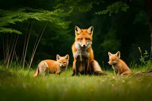 Füchse im das Wald. KI-generiert foto