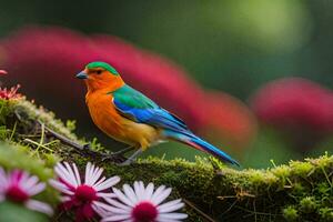 Foto Hintergrund Vogel, das Blumen, das Vogel, das Blumen, das Vogel, das Blumen,. KI-generiert