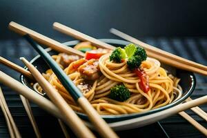 Chinesisch Essen ist ein großartig Weg zu erhalten Ihre Kinder zu Essen ihr Gemüse. KI-generiert foto