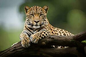 ein Leopard ist Sitzung auf ein Ast. KI-generiert foto