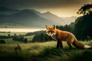 ein Fuchs im das Berge. KI-generiert foto