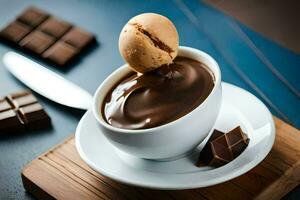 Schokolade Mousse im ein Tasse. KI-generiert foto