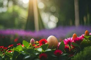 Ostern Ei im das Garten. KI-generiert foto