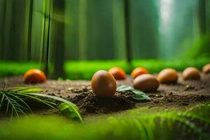 Eier im das Wald. KI-generiert foto