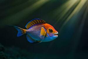 ein Fisch mit hell Farben im das Ozean. KI-generiert foto