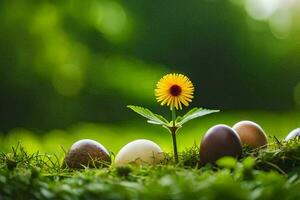 Ostern Eier im das Gras. KI-generiert foto