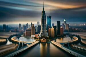 das Stadt von Dubai ist gezeigt im diese Foto. KI-generiert foto