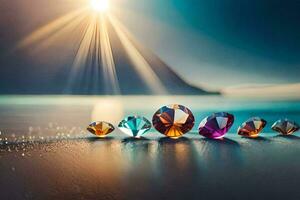 Diamanten auf das Strand. KI-generiert foto
