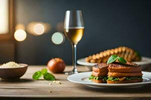 Sandwich mit Käse und Brot auf ein Platte. KI-generiert foto