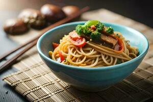 Chinesisch Essen ist ein großartig Weg zu erhalten Ihre Kinder zu Essen ihr Gemüse. KI-generiert foto