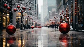 Weihnachten Dekorationen auf Stadt Straße foto