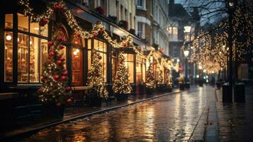 Weihnachten Dekorationen auf Stadt Straße foto