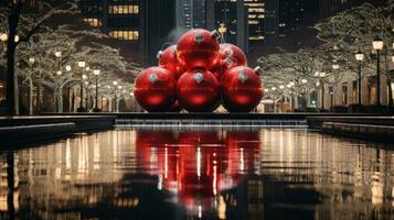 Weihnachten Dekorationen auf Stadt Straße foto